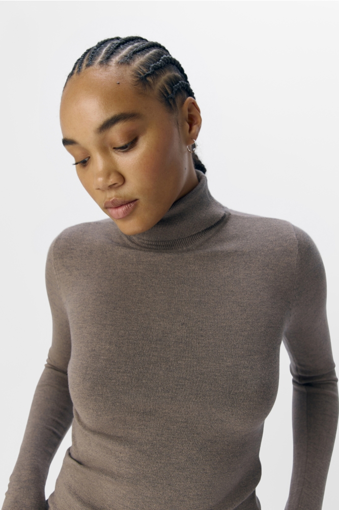 OBJTHESS L/S ROLLNECK KNIT PULLOVER 23033228 MOREL/MELANGE